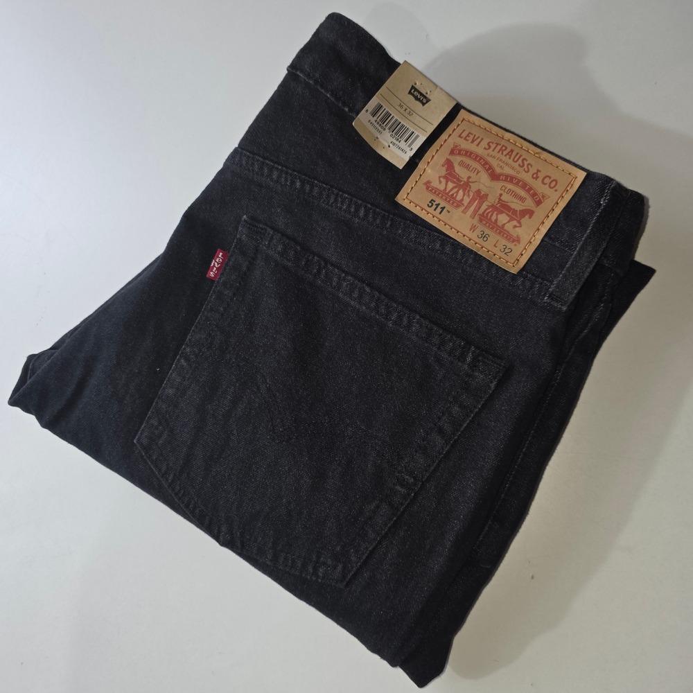 Levi's 511 Men's Jeans 36x32 Black Slim Tapered Stretch NWT NEW